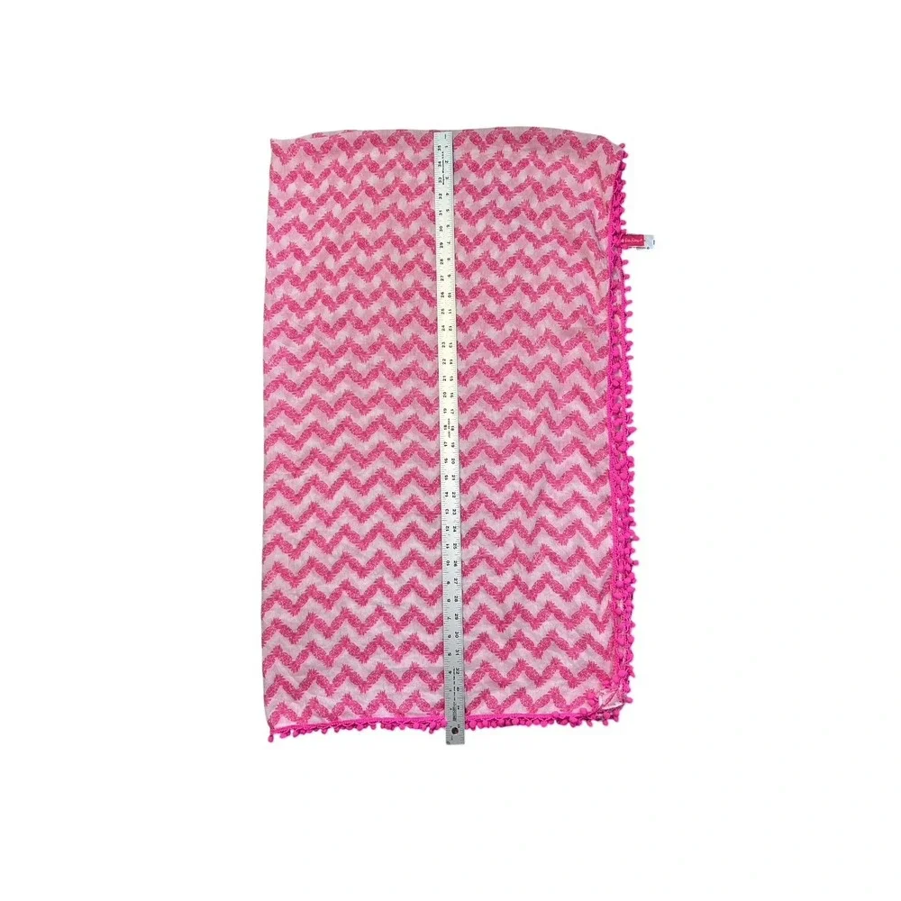 LILLY PULITZER Pink & White Pineapple Scarf PomPoms Tropical Resortwear 70